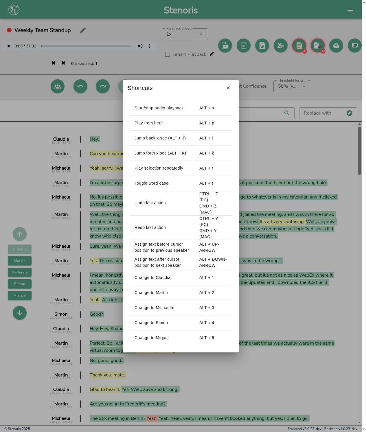 Overlay des raccourcis clavier